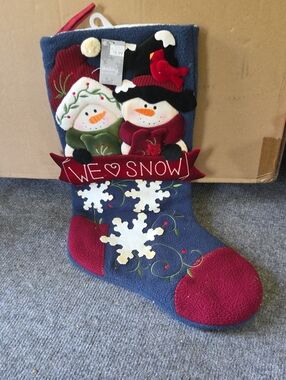 Target Navy and Red Snowman Couple Christmas Stocking